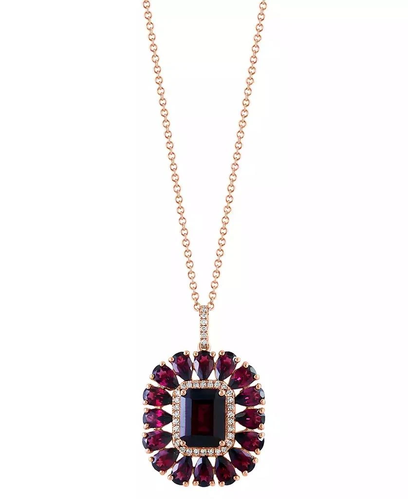 商品Effy|EFFY® Rhodolite (7-1/5 ct. t.w.) & Diamond (1/6 ct. t.w.) Halo 18" Pendant Necklace in 14k Rose Gold,价格¥7761,第1张图片