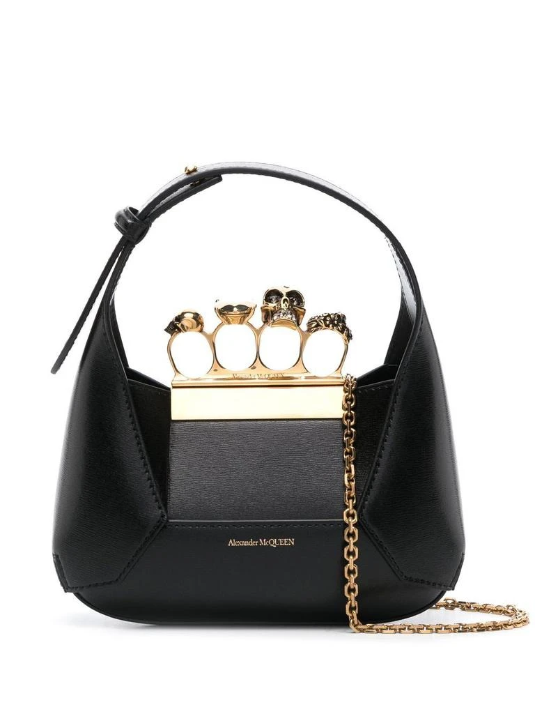 商品Alexander McQueen|ALEXANDER MCQUEEN - Jewelled Hobo Mini Leather Shoulder Bag,价格¥19544,第1张图片