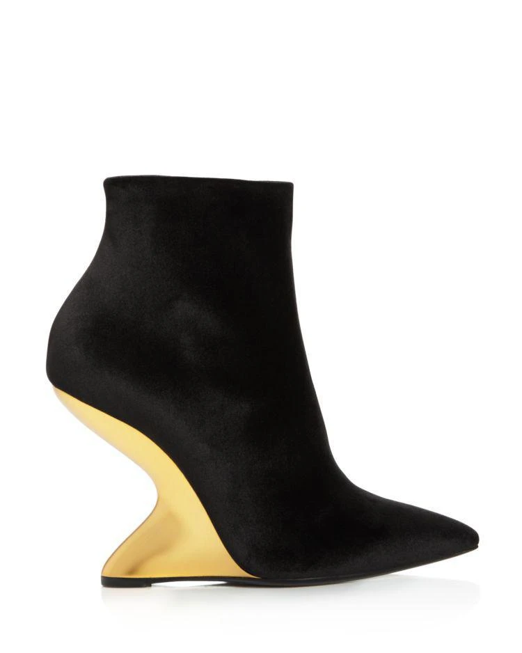 商品Salvatore Ferragamo|Women's Bolgheri Velvet F-Wedge Booties,价格¥4893,第2张图片详细描述