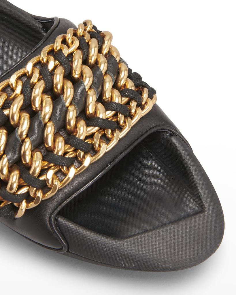 B It Quilted Leather Chain Slide Sandals商品第4张图片规格展示