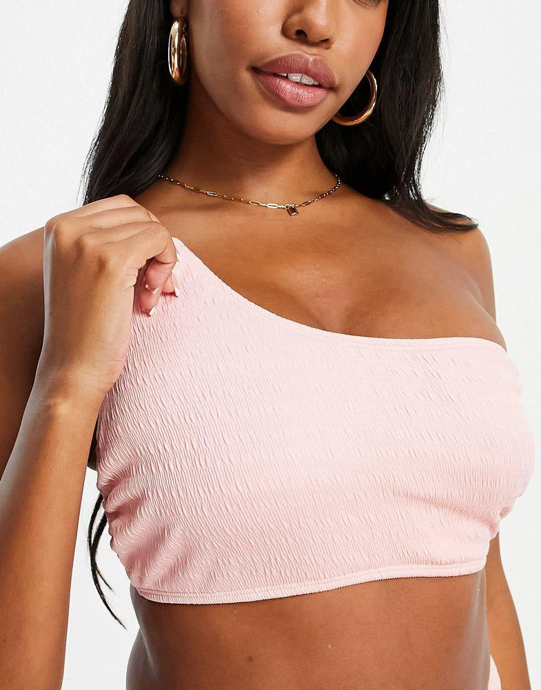 商品Ivory Rose|Ivory Rose Fuller Bust mix and match crinkle one shoulder bikini top in blush pink DD,价格¥110,第4张图片详细描述
