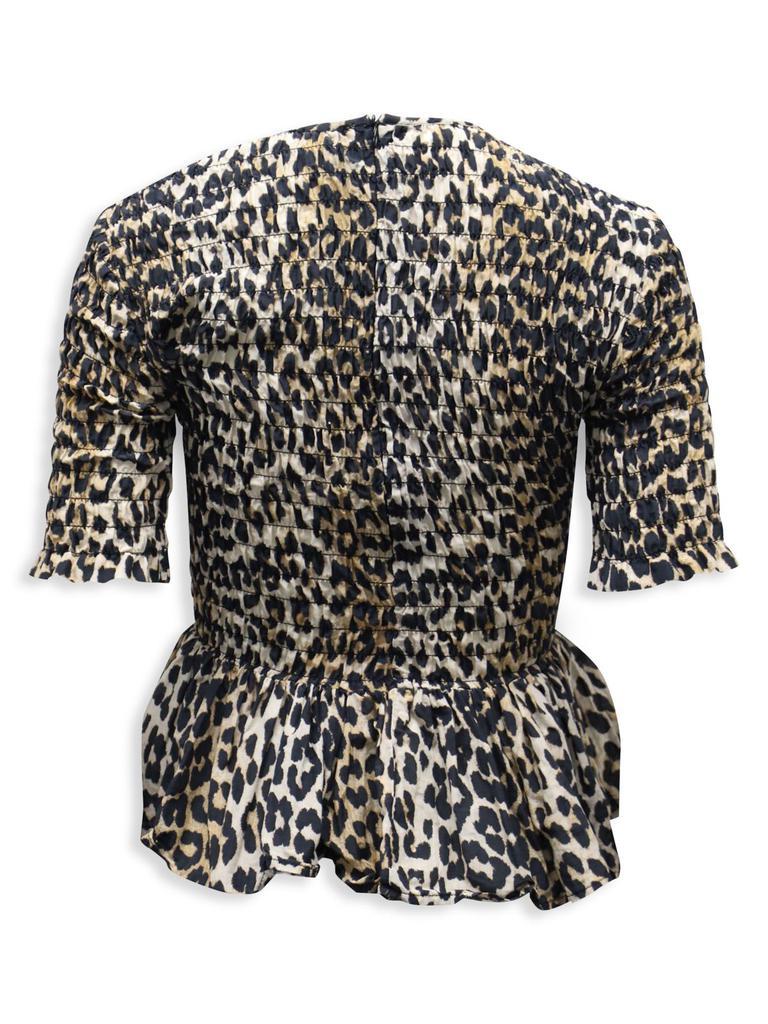 商品[二手商品] Ganni|Ganni Leopard Print Smocked Peplum Top In Animal Print Cotton,价格¥814,第5张图片详细描述