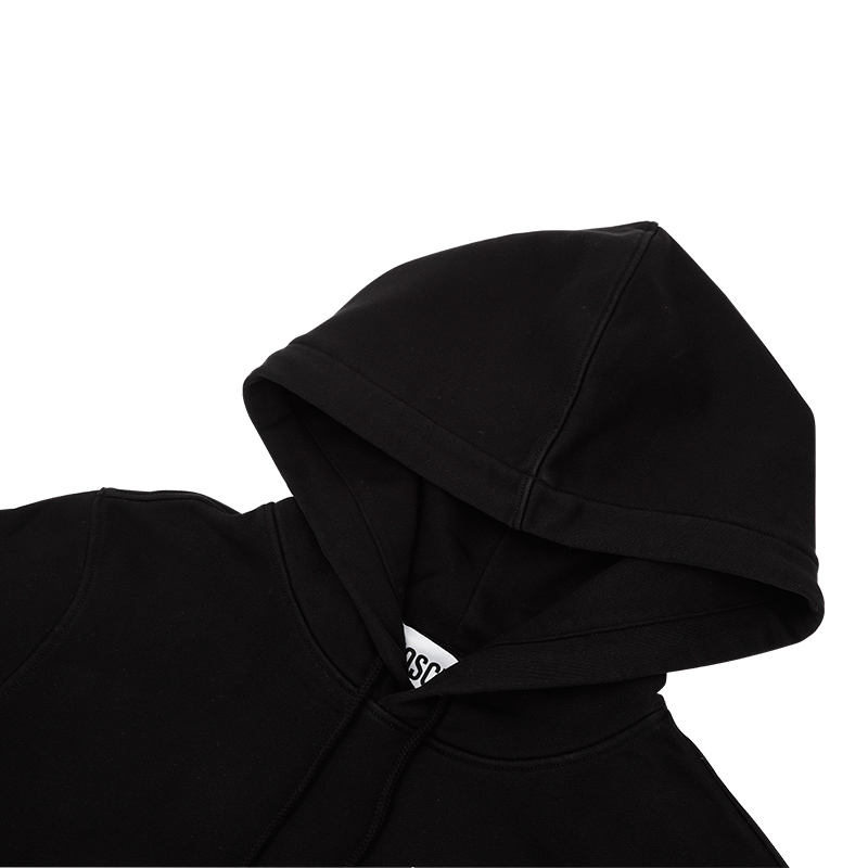 MOSCHINO 莫斯奇诺 女士黑色棉质休闲连帽卫衣17095527 V1555（清仓特价）商品第7张图片规格展示