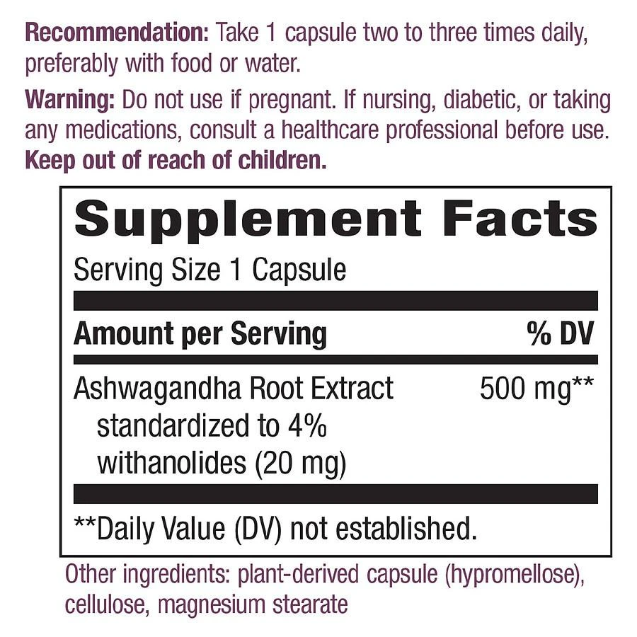 商品Nature's Way|Ashwagandha Vegan Capsules,价格¥162,第3张图片详细描述