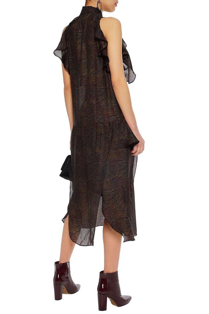Valerya ruffled zebra-print silk crepe de chine midi dress商品第3张图片规格展示