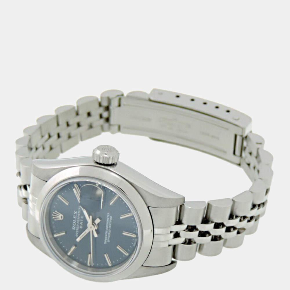 Rolex Blue Stainless Steel Oyster Perpetual Date 79160 Automatic Women's Wristwatch 26 mm商品第2张图片规格展示