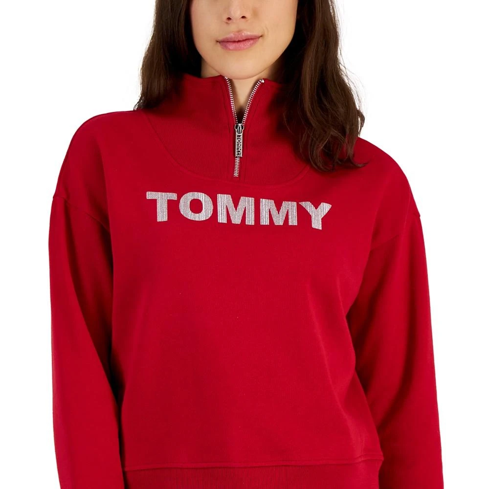 商品Tommy Hilfiger|Women's Logo Mock-Neck Quarter-Zip Sweatshirt,价格¥179,第3张图片详细描述