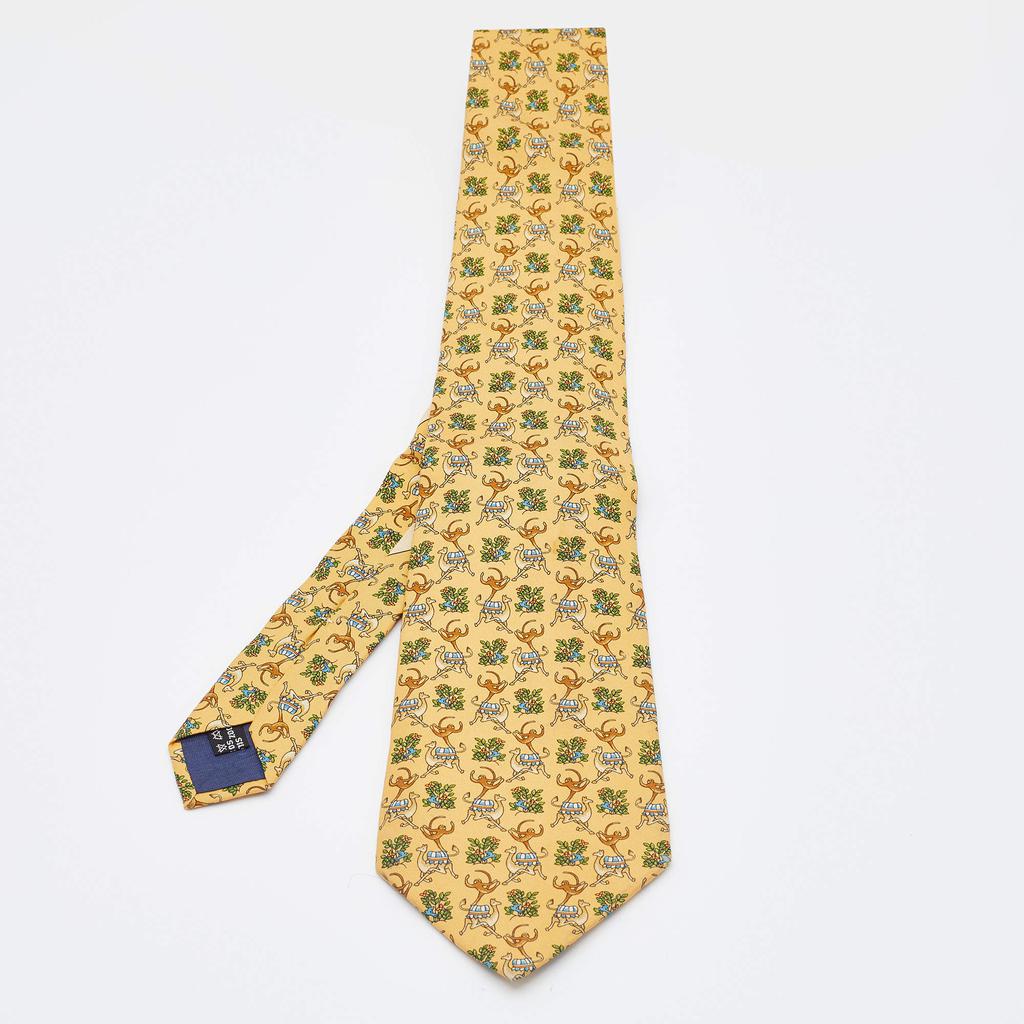 Salvatore Ferragamo Yellow Horse Printed Silk Tie商品第1张图片规格展示