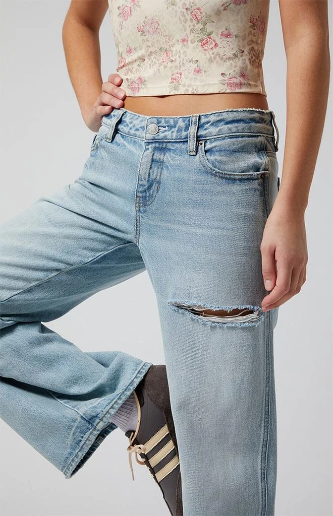 商品PacSun|Casey Ripped Slit Low Rise Baggy Jeans Light Indigo,价格¥419,第5张图片详细描述