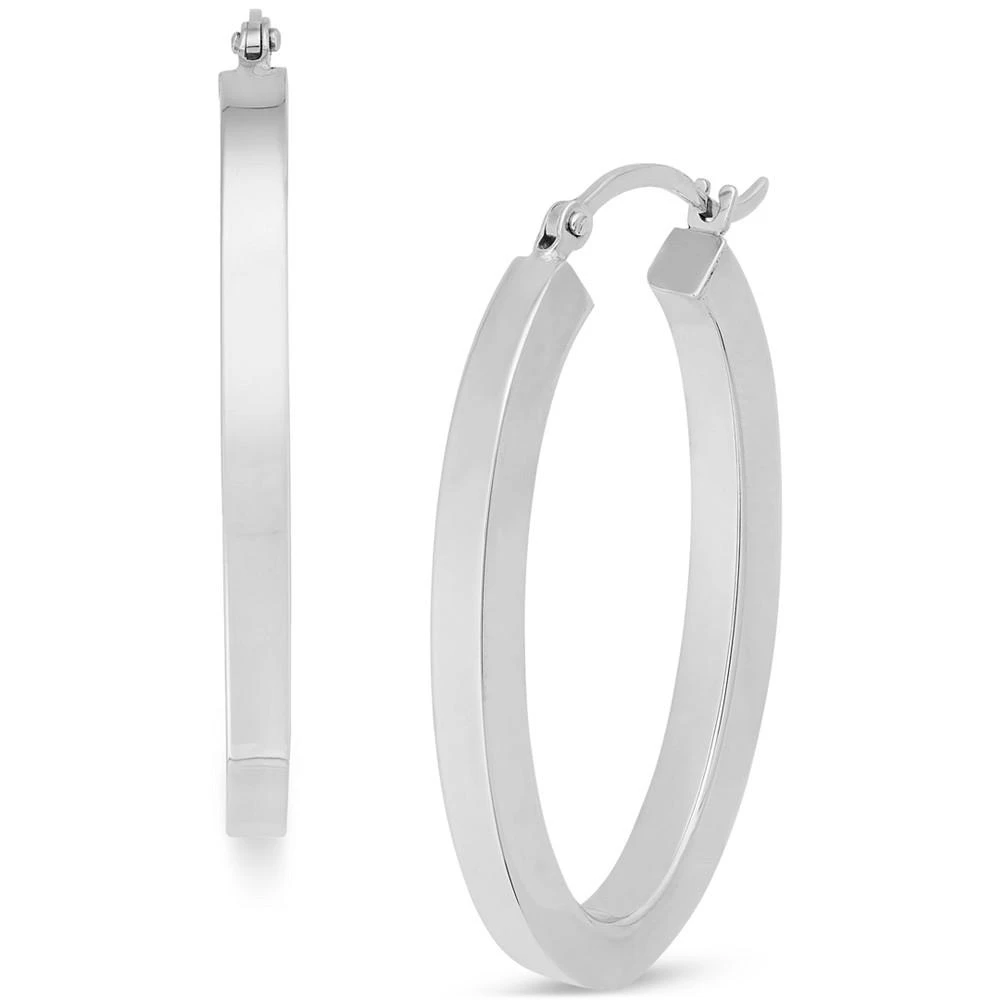 商品Macy's|Polished Square Tube Oval Medium Hoop Earrings in 14k Yellow Gold and 14k White Gold,价格¥2290,第3张图片详细描述