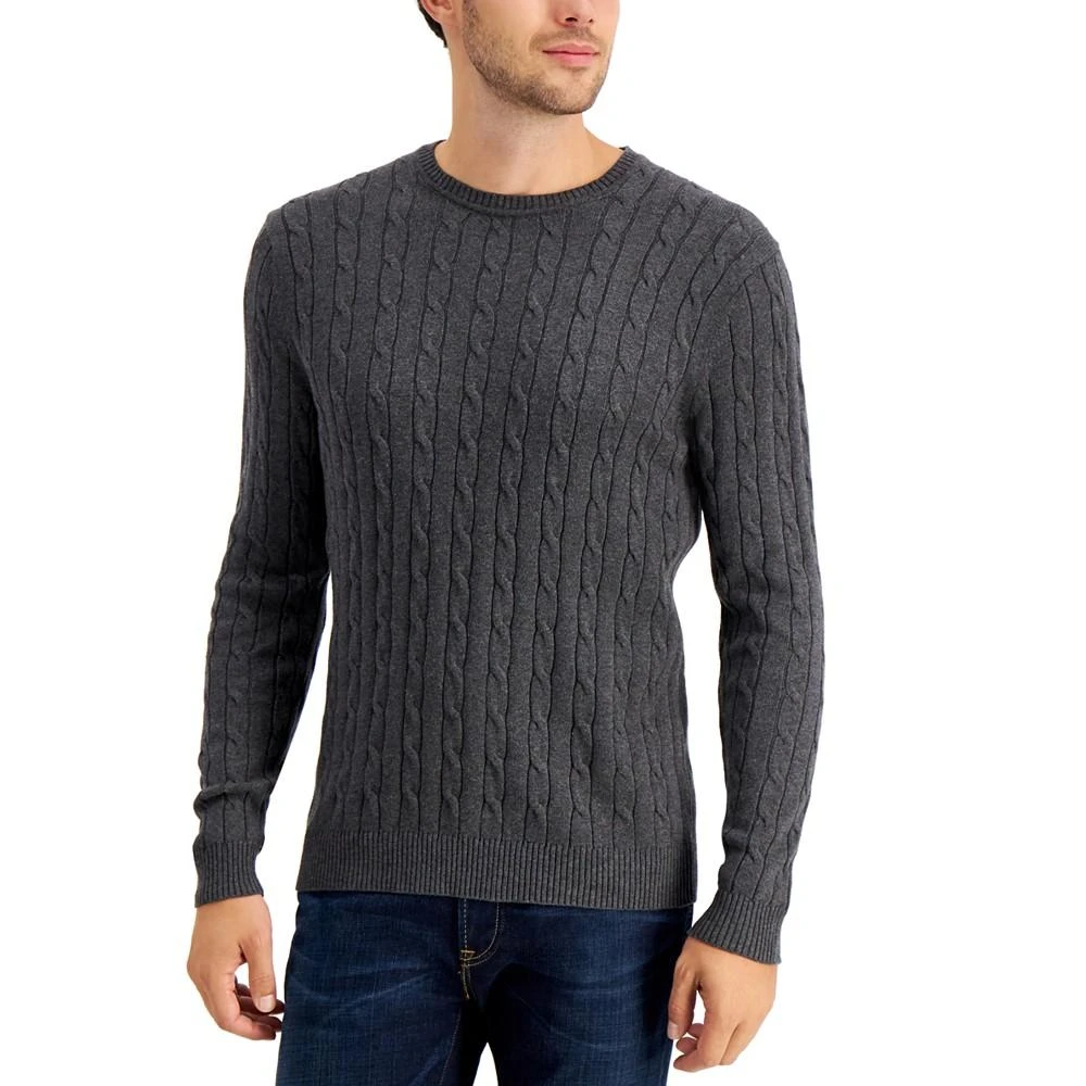 商品Club Room|Men's Cable-Knit Cotton Sweater, Created for Macy's,价格¥148,第1张图片