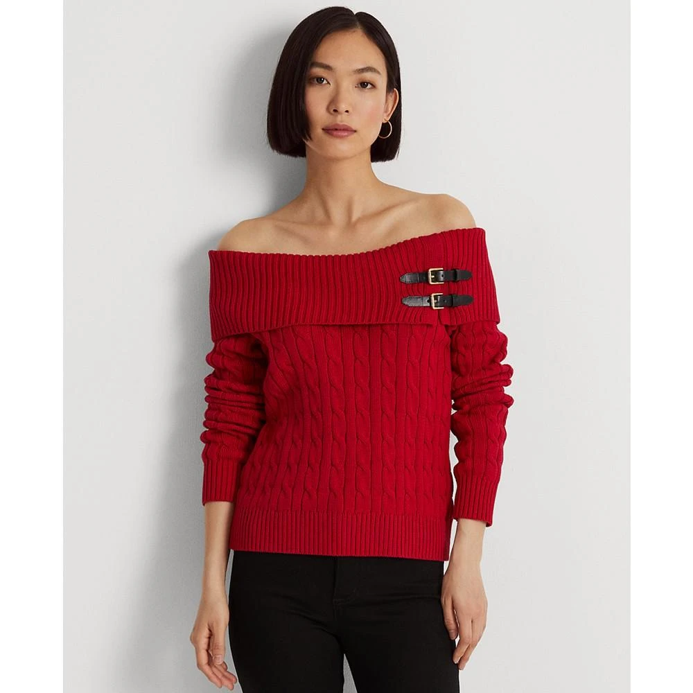 商品Ralph Lauren|Women's Off-the-Shoulder Cable-Knit Sweater,价格¥198,第1张图片