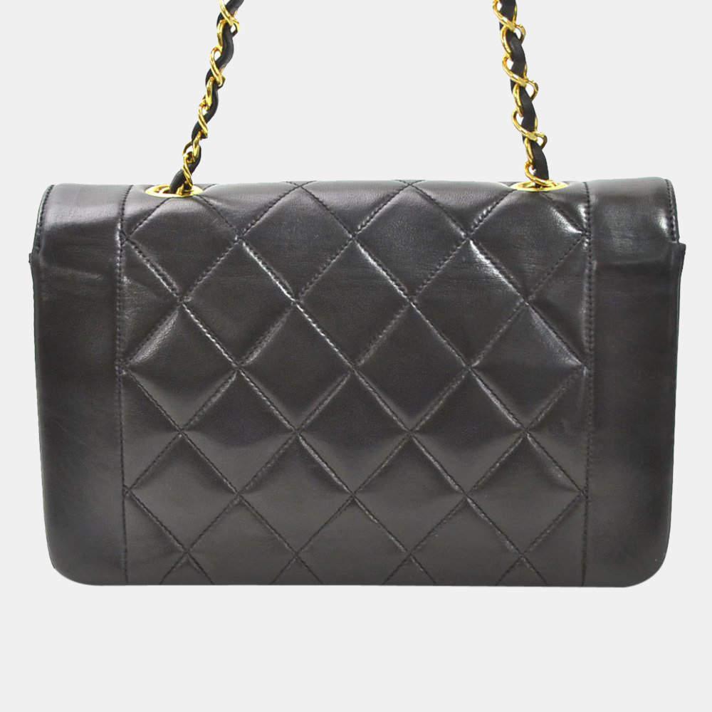 Chanel Black Leather Diana Flap Bag商品第2张图片规格展示