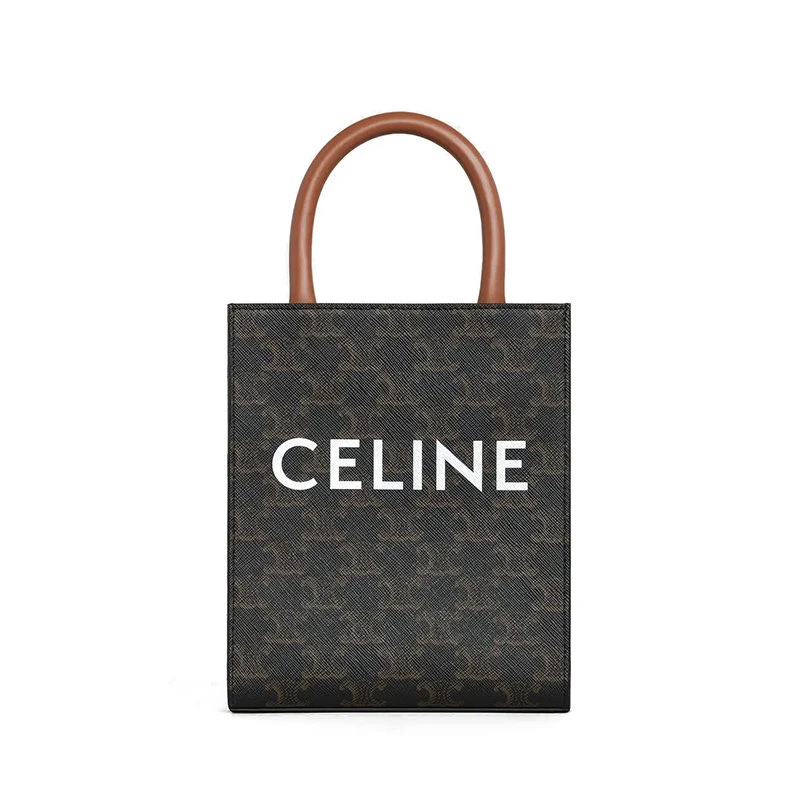 商品Celine|【现货】赛琳早秋 经典TRIOMPHE系列 棕色老花帆布垂直迷你手提购物包194372BZK.04LU,价格¥9466,第1张图片