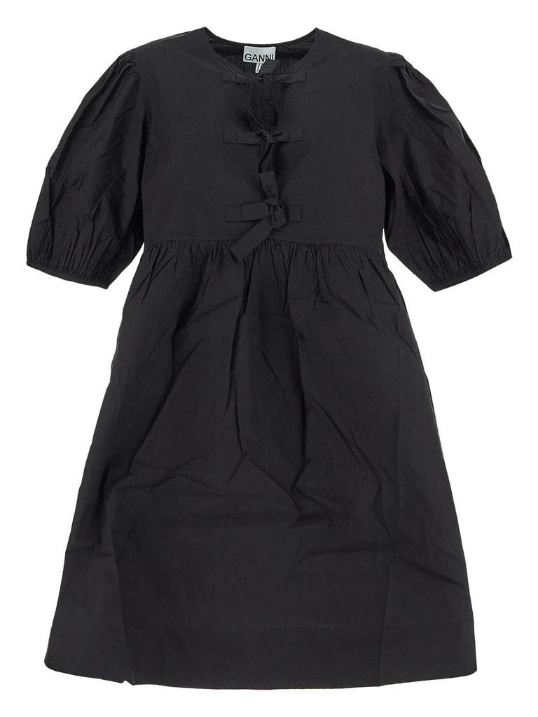 商品Ganni|Cotton Poplin Tie String Mini Dress,价格¥1442,第1张图片