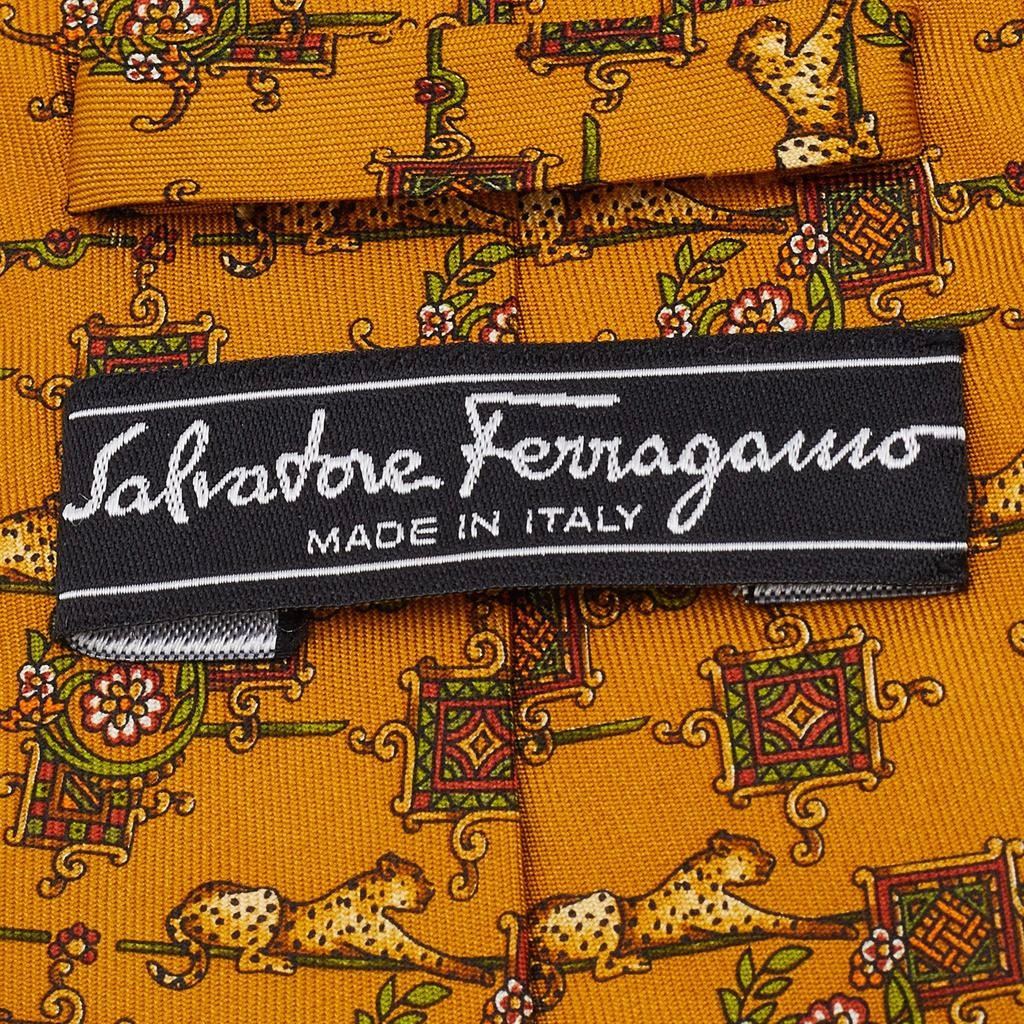 商品[二手商品] Salvatore Ferragamo|Salvatore Ferragamo Mustard Yellow Animal Print Silk Tie,价格¥879,第3张图片详细描述