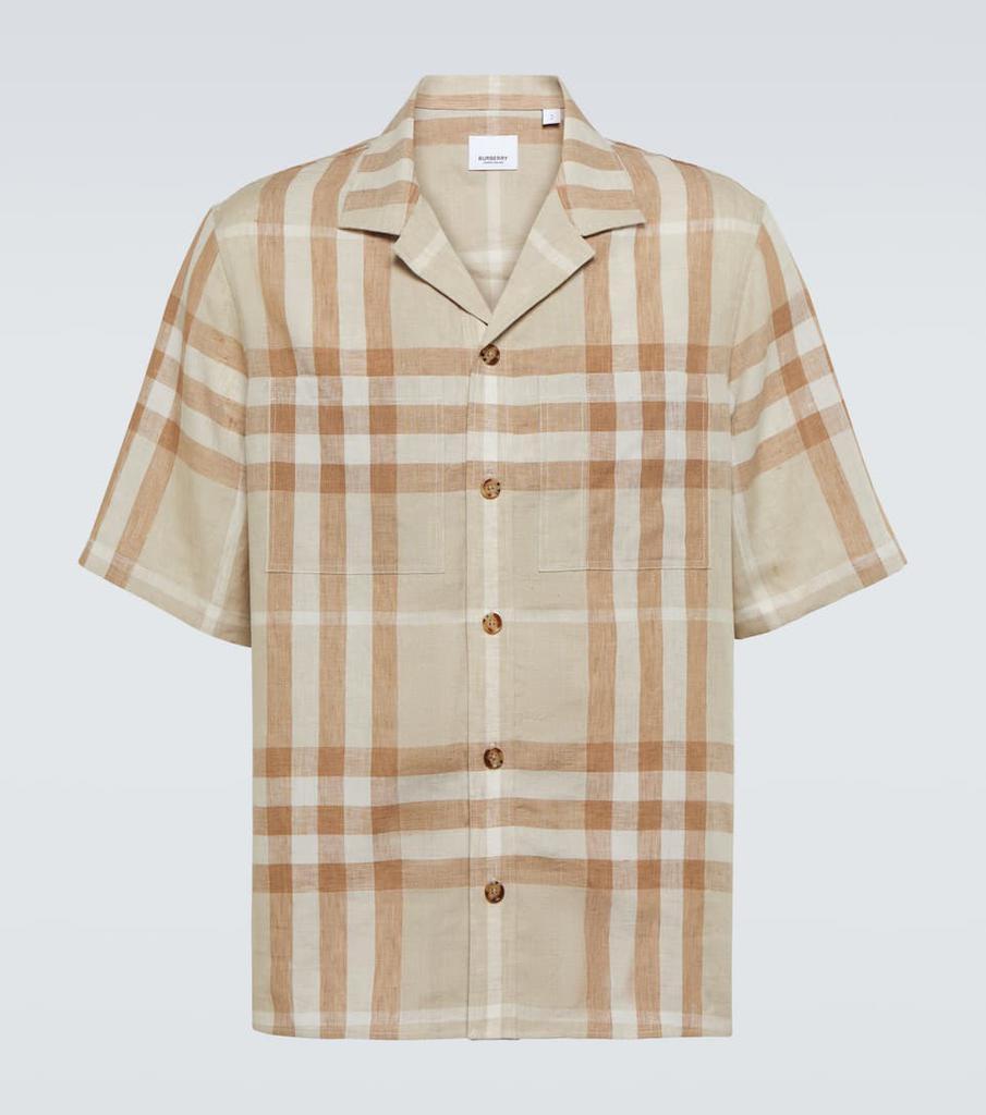 商品Burberry|亚麻短袖衬衫,价格¥5852,第1张图片