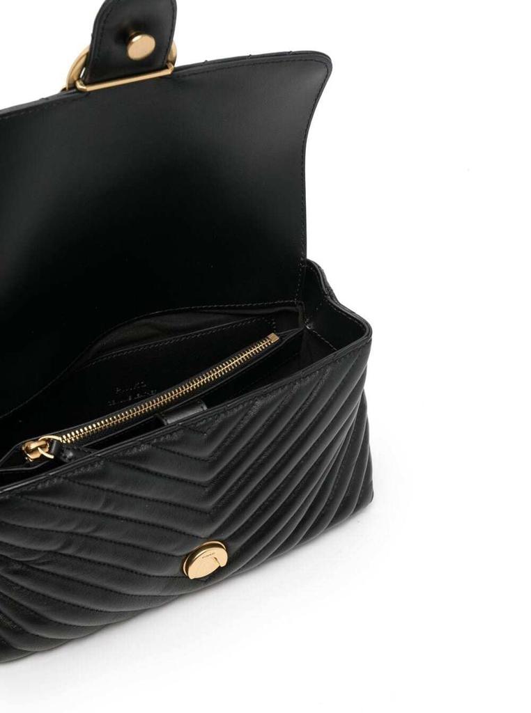 Black Love Lady Crossbody Bag in Chevron Leather PINKO Woman商品第4张图片规格展示