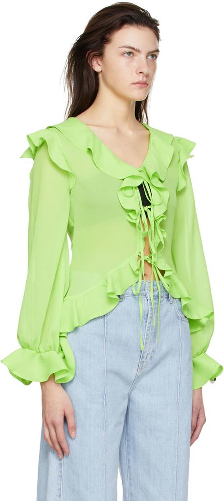 Green Polyester Blouse商品第2张图片规格展示
