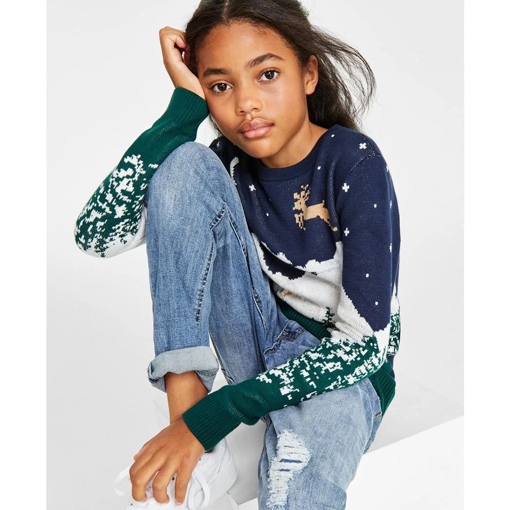 商品Charter Club|Holiday Lane Big Girls Snowy Landscape Crewneck Sweater, Created for Macy's,价格¥88,第3张图片详细描述