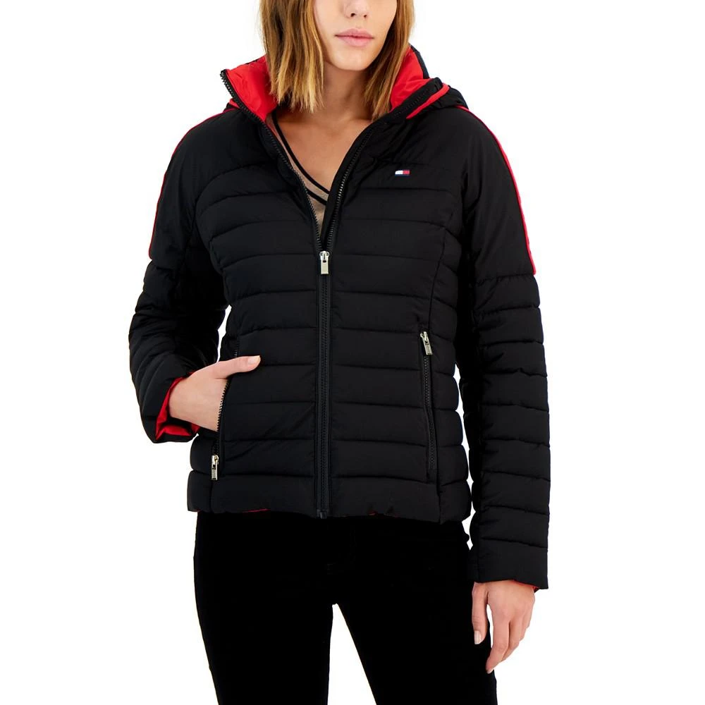 商品Tommy Hilfiger|Women's Hooded Packable Logo Coat,价格¥704,第1张图片详细描述