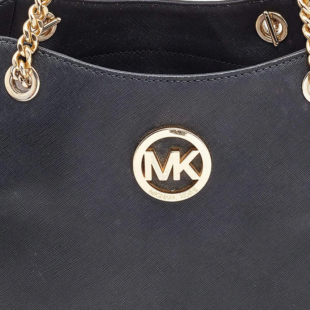 商品[二手商品] Michael Kors|MICHAEL Michael Kors Black Leather Jet Set Travel Chain Tote,价格¥807,第5张图片详细描述