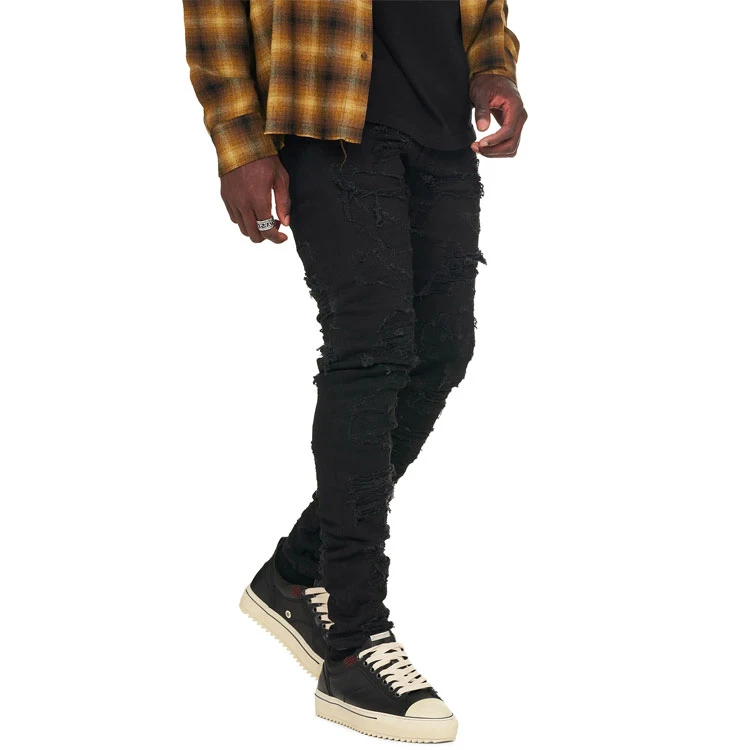 商品[国内直发] Represent|SS21 复古破洞做旧牛仔裤 男款 黑色,价格¥931,第4张图片详细描述