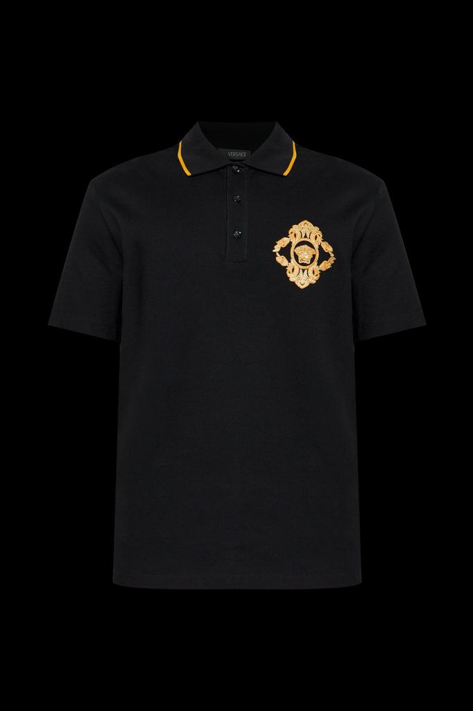 Versace Medusa Head Embroidered Short-Sleeved Polo Shirt
