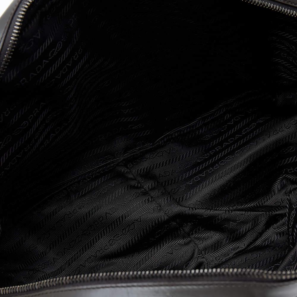 Prada Grey/White Vitello Drive and Perforated Leather Bowler Bag商品第7张图片规格展示