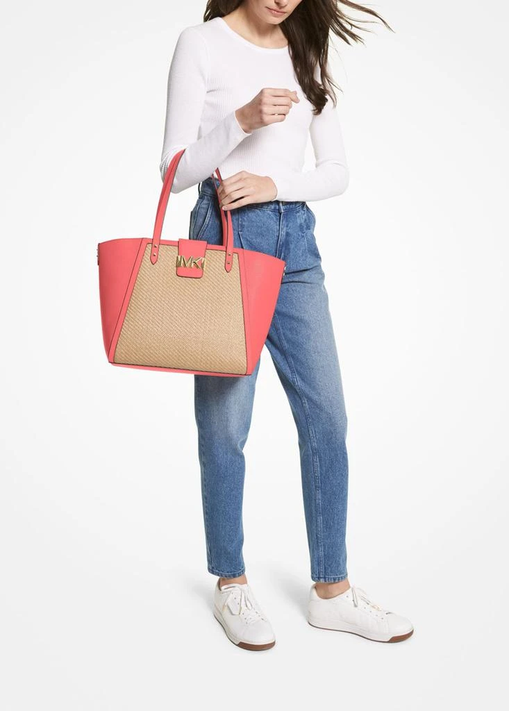 商品Michael Kors|Karlie large straw and pebbled leather tote bag,价格¥1644,第3张图片详细描述