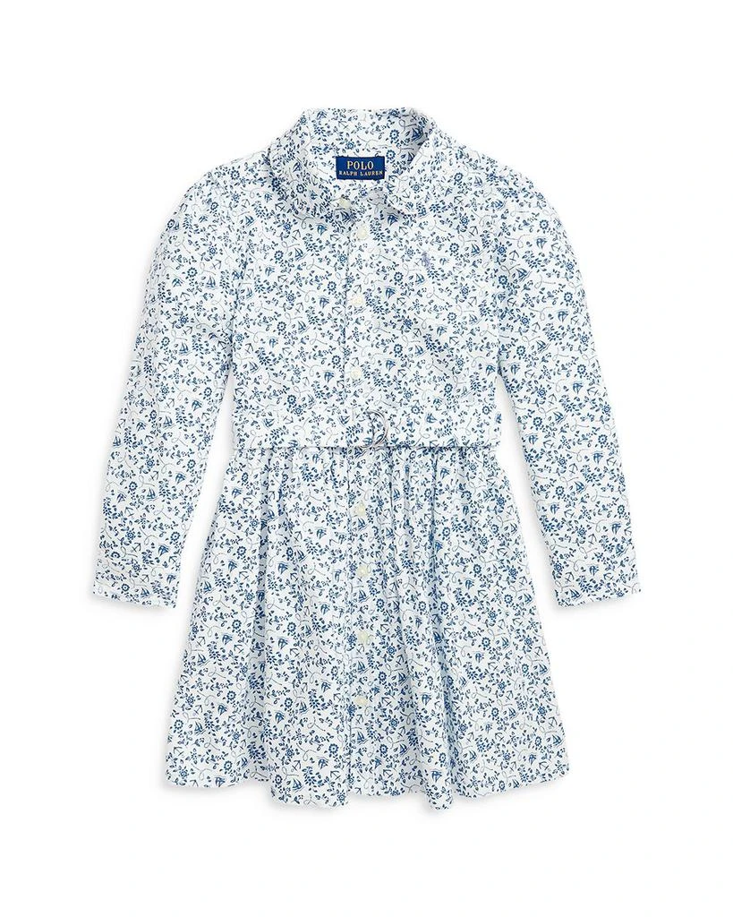 商品Ralph Lauren|Girls' Floral Cotton Oxford Shirt Dress - Little Kid, Big Kid,价格¥568,第1张图片详细描述