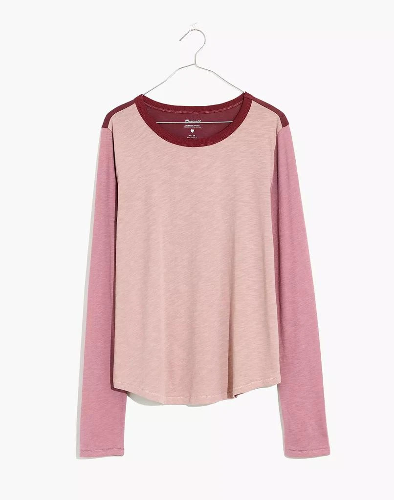 商品Madewell|Whisper Cotton Rib-Crewneck Long-Sleeve Tee in Colorblock,价格¥119,第2张图片详细描述