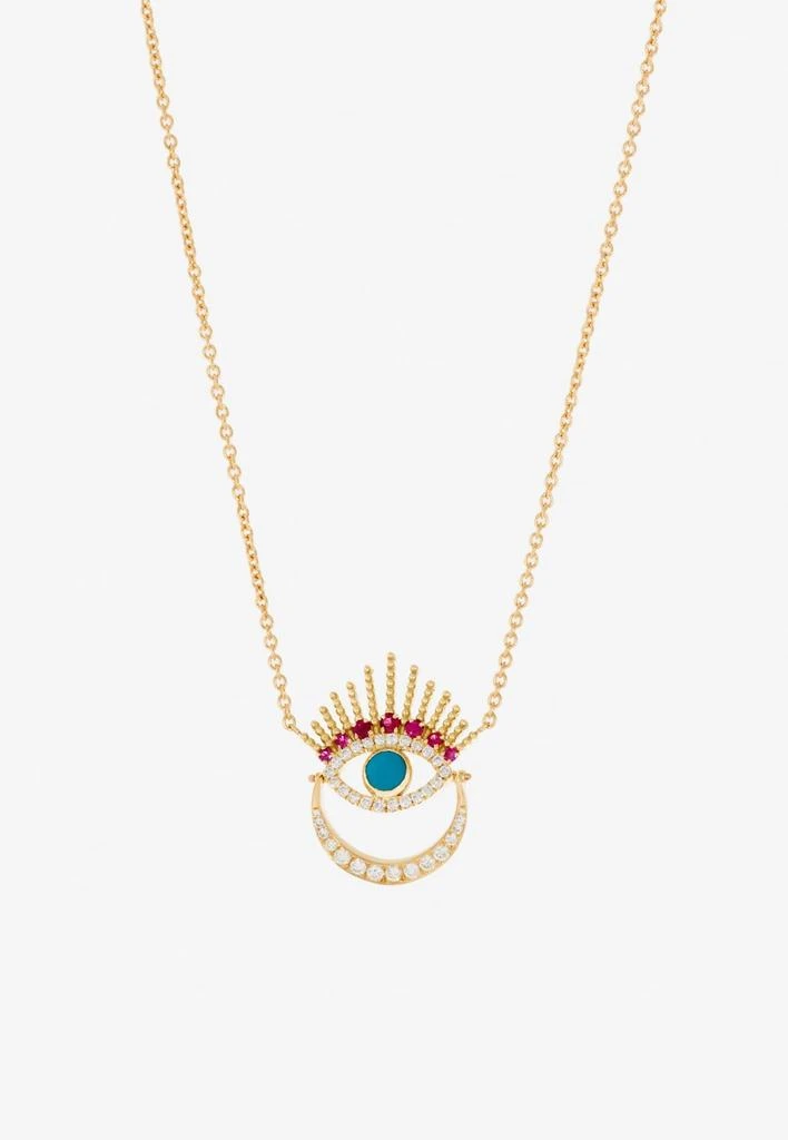 商品Falamank|Written In The Stars Collection Serene Night - Moon Evil Eye Diamond Necklace in 18-karat Yellow Gold,价格¥15168,第1张图片