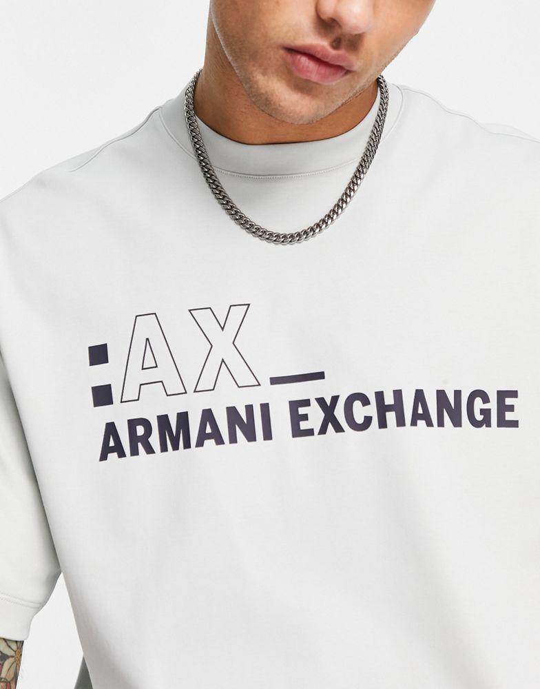Armani Exchange oversized logo t-shirt in grey商品第2张图片规格展示