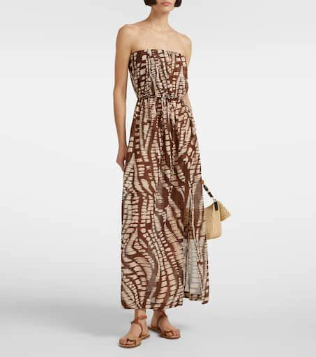 商品Poupette St Barth|Mara无肩带印花中长连衣裙,价格¥3495,第2张图片详细描述