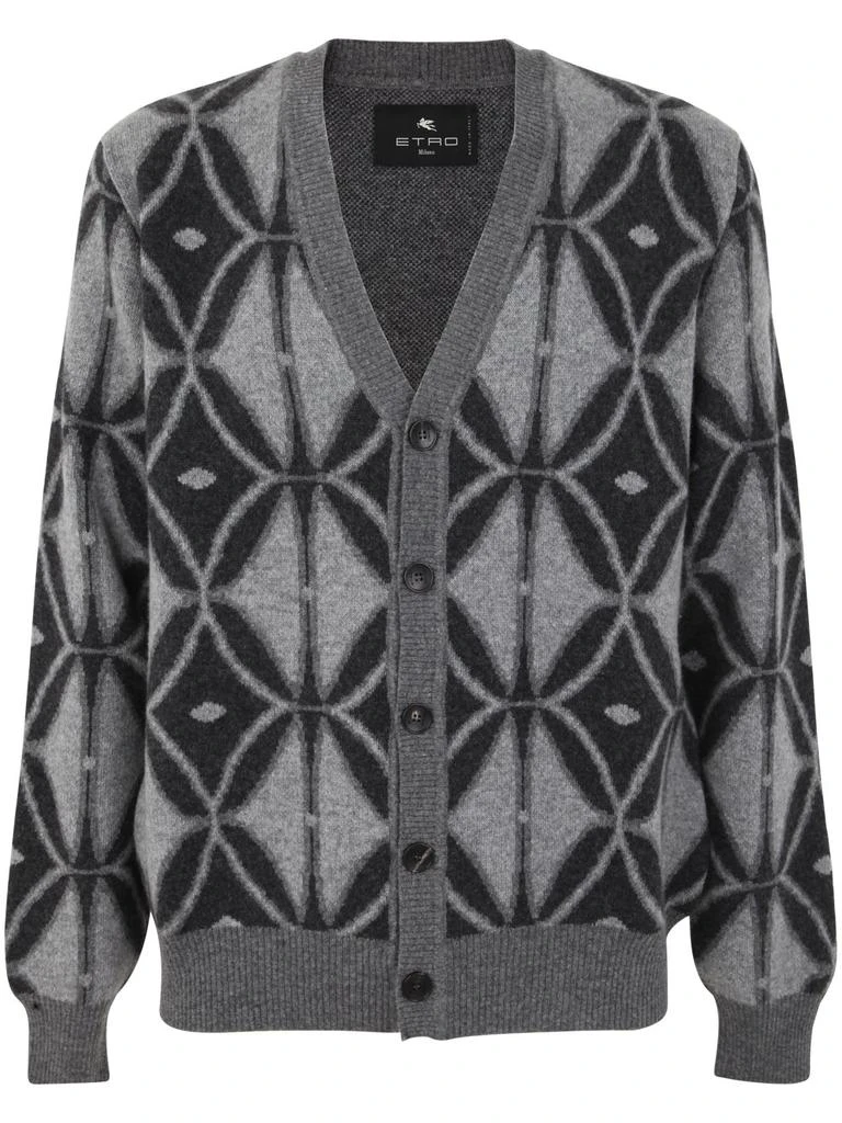 商品ETRO|Etro Patterned-Jacquard V-Neck Cardigan,价格¥5351,第1张图片