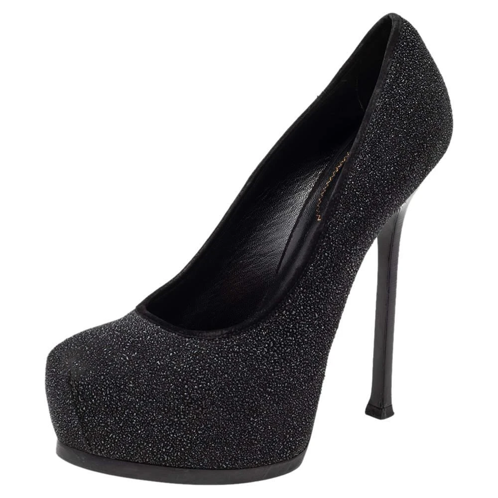 商品[二手商品] Yves Saint Laurent|Yves Saint Laurent Black Glitter Tribtoo Platform Pumps Size 40,价格¥1145,第1张图片