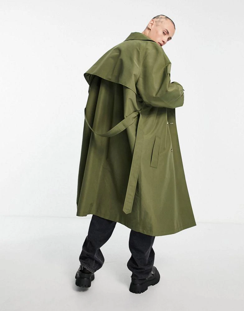 商品ASOS|ASOS DESIGN oversized trench coat in khaki,价格¥385,第3张图片详细描述