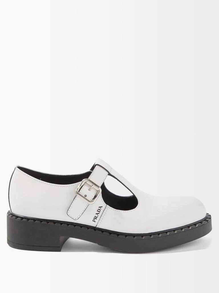 商品Prada|Logo-print leather Mary-Jane shoes,价格¥3417,第1张图片