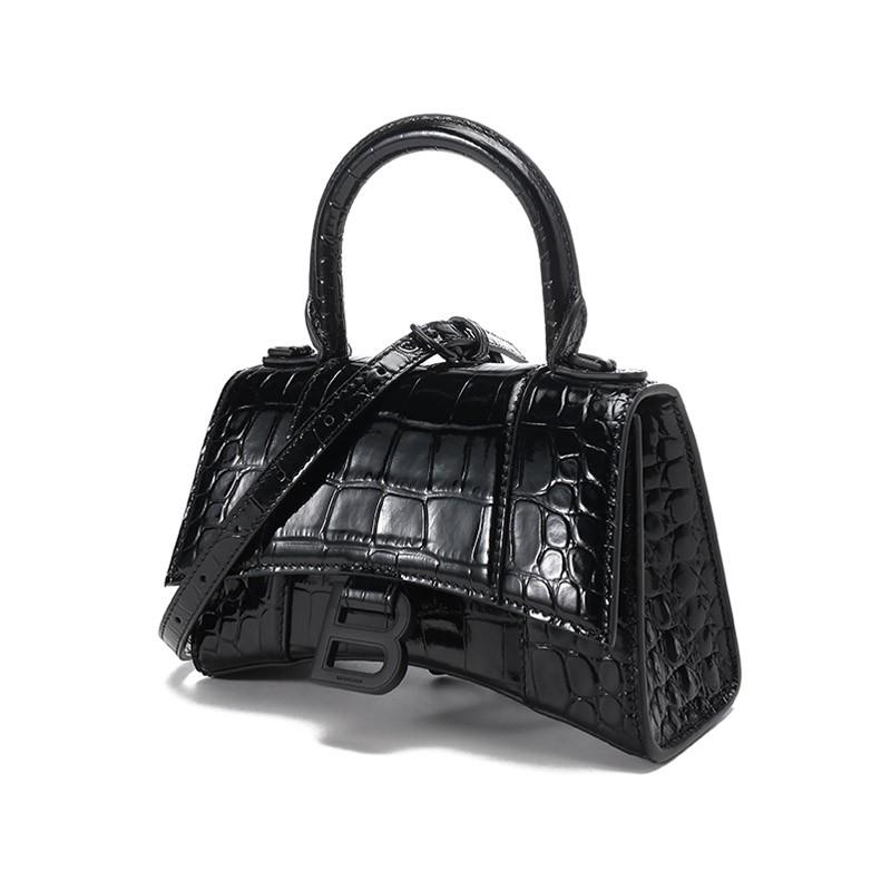 巴黎世家 BALENCIAGA 奢侈品 女士Hourglass系列黑色牛皮单肩斜挎手提包沙漏包 592833 1LR67 1000商品第3张图片规格展示