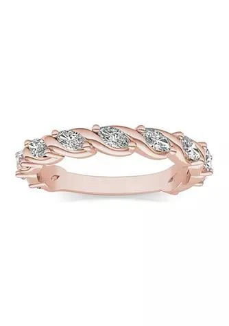 商品Charles & Colvard|Colvard Charles Colvard 0.77 Ct. T.w. Lab Created Marquise Moissanite Swirled Band In 14K Gold,价格¥7170,第1张图片