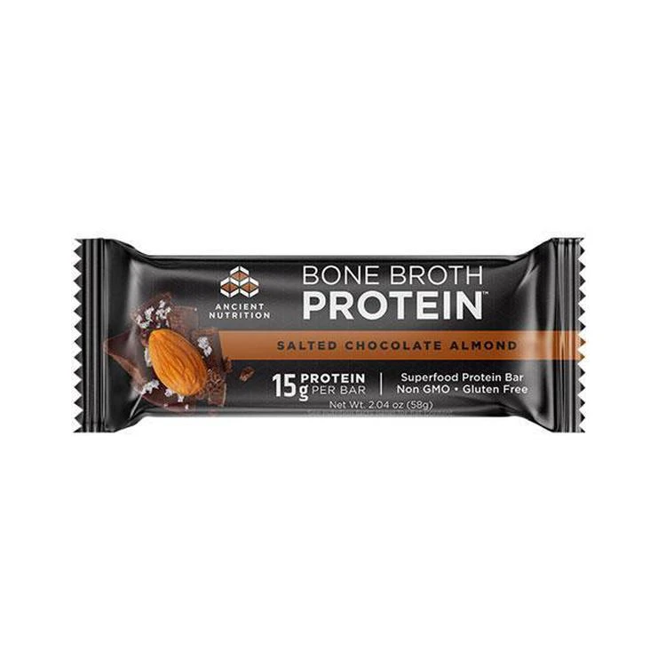 商品Ancient Nutrition|骨汤蛋白粉能量棒12支装 - 咸巧克力&杏仁味,价格¥301,第1张图片