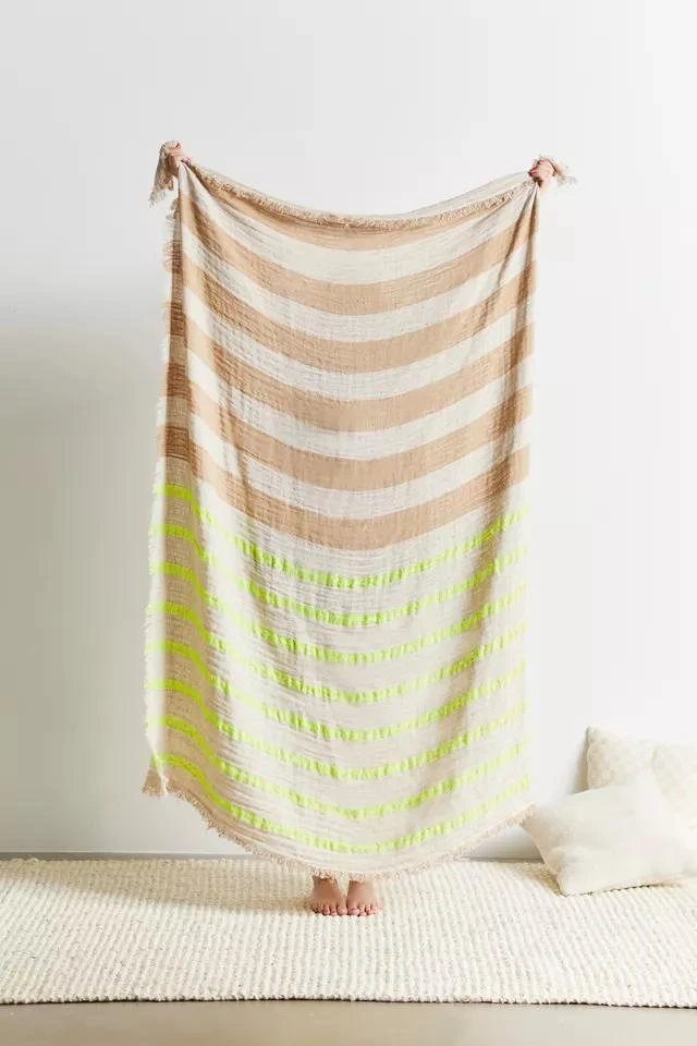 商品Urban Outfitters|Super Crinkle Stripe Throw Blanket,价格¥152,第1张图片