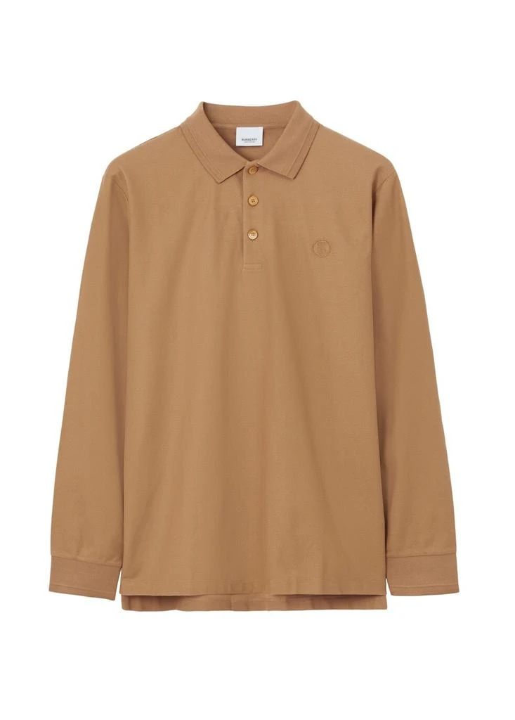 商品Burberry|Long-sleeve monogram motif cotton piquÃ£Â© polo shirt,价格¥4242,第1张图片