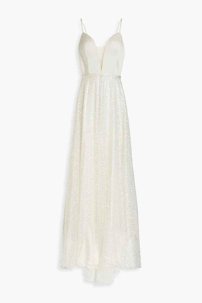 商品CATHERINE DEANE|Skyla embellished tulle-paneled satin bridal gown,价格¥1825,第1张图片