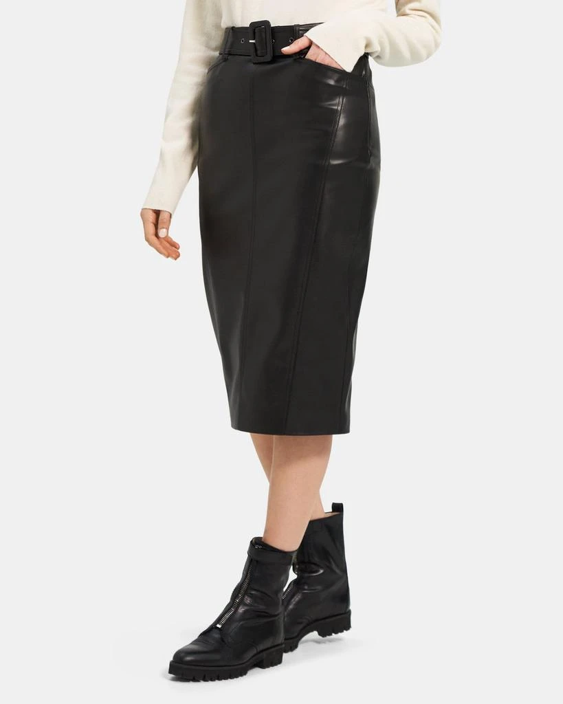 商品Theory|Belted Midi Skirt in Stretch Faux Leather,价格¥552,第2张图片详细描述