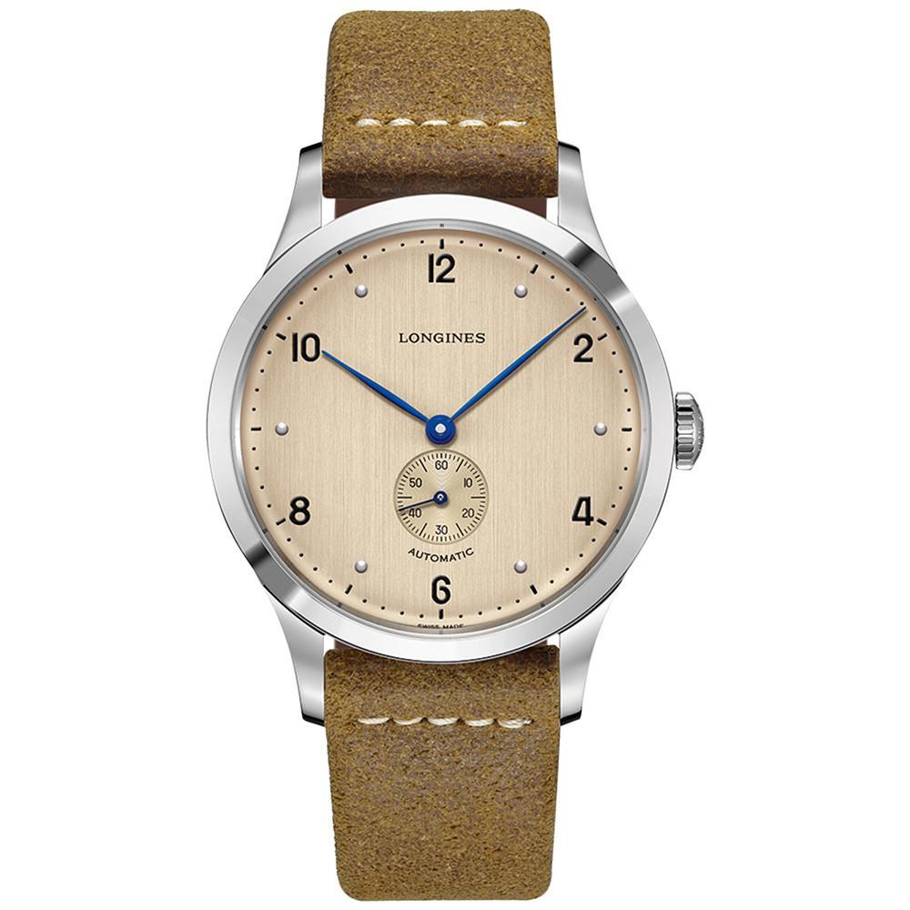 商品Longines|Men's Swiss Automatic Heritage 1945 Brown Leather Strap Watch 40mm,价格¥14363,第1张图片