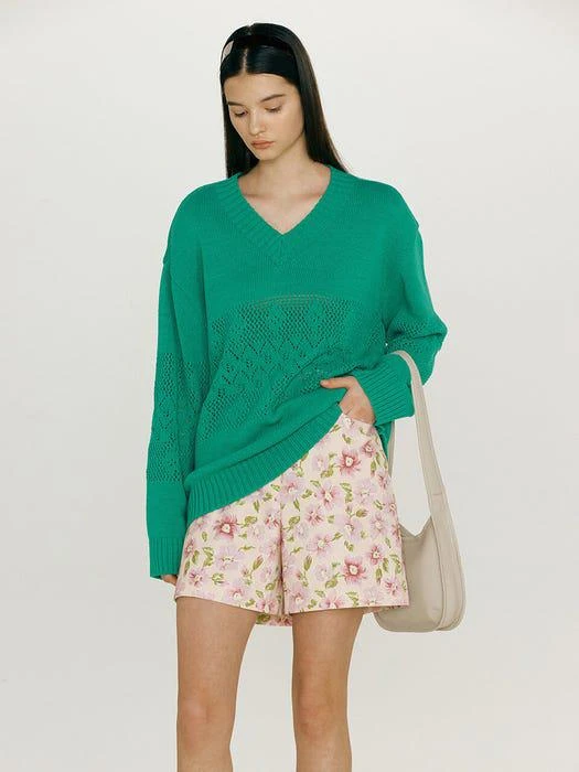商品AND YOU|AIEA V-Neck Knit Top (Jade Green),价格¥839,第3张图片详细描述