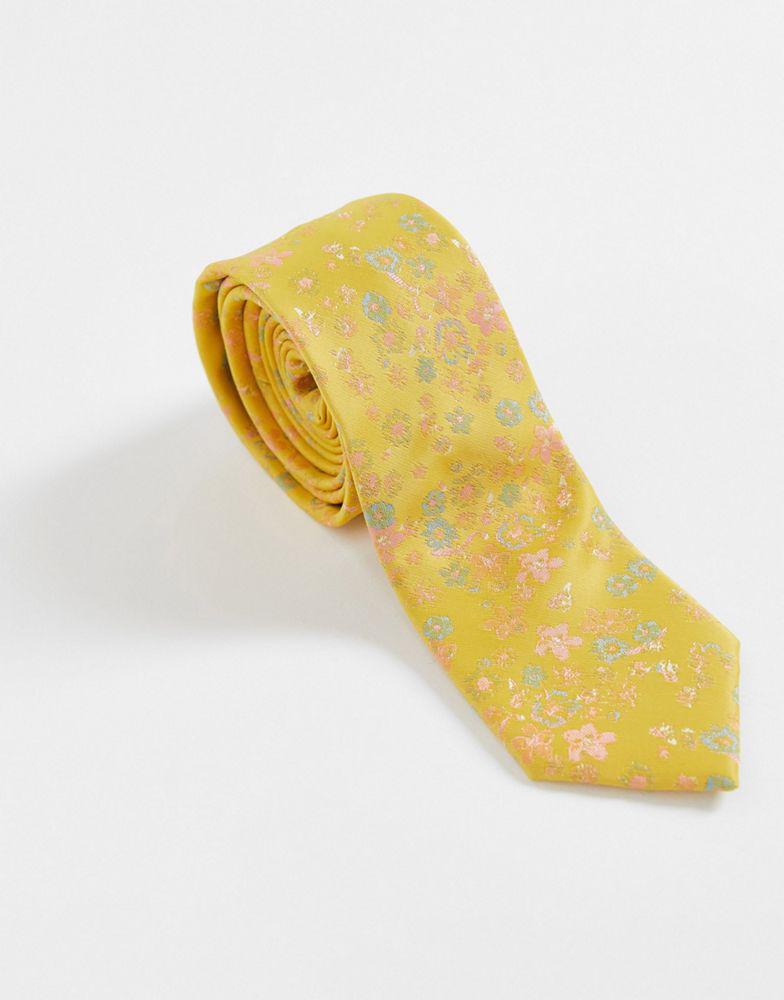 ASOS DESIGN slim tie in gold ditsy floral商品第4张图片规格展示