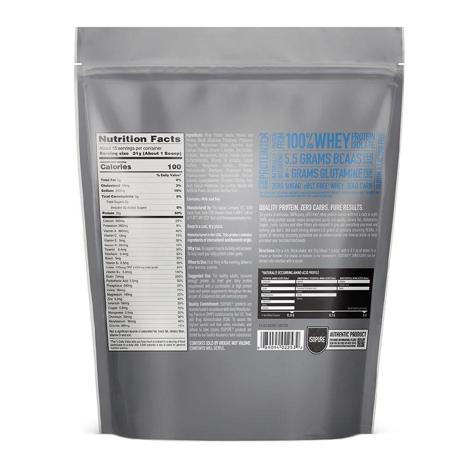 商品Isopure|Zero Carb Protein Powder Vanilla,价格¥248,第2张图片详细描述